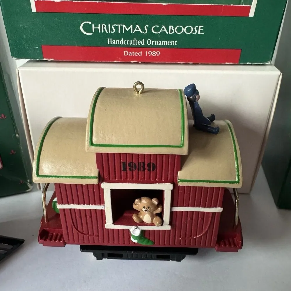 Vintage Hallmark Train Ornament Lot Santa Locomotive Caboose Lionel Cars